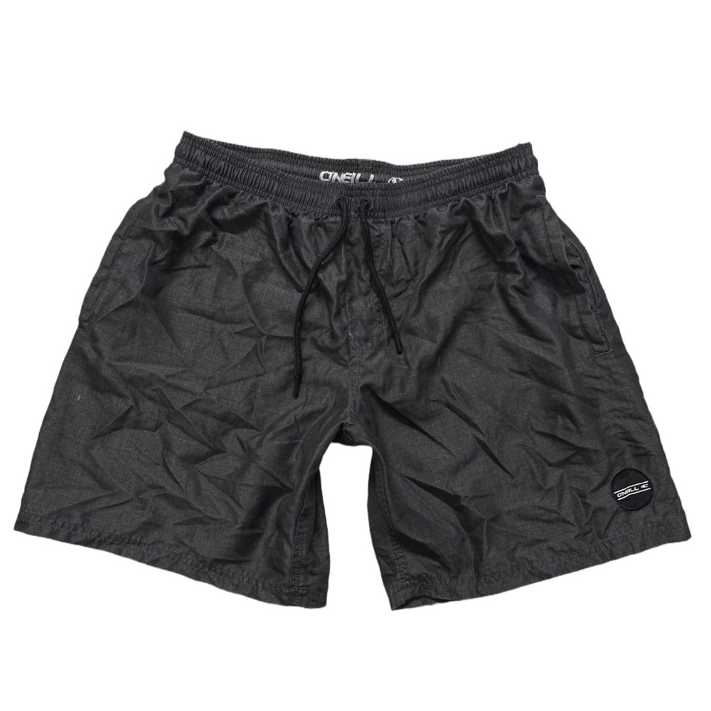 O'NEILL men's grey/black lined 7" board shorts, M.